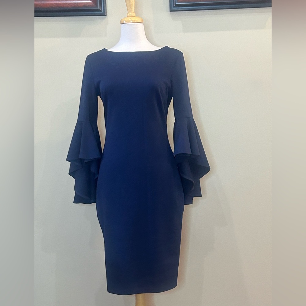 VfShow VfEmage | Size Medium Navy Blue Dress With Bell Sleeves